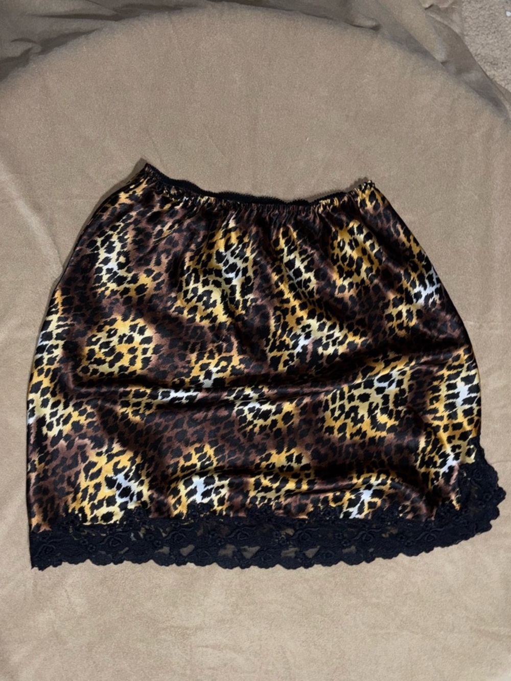 Victoria's Secret Leopard Print Mini Skirt with Black Lace Trim